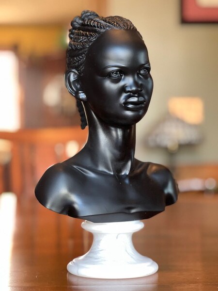Royal African American Nubia Princess Bust Marble Sculpture Portraits